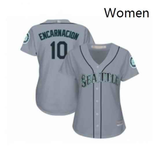 Womens Seattle Mariners 10 Edwin Encarnacion Replica Grey Road Cool Base Baseball Jersey